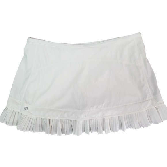 Lululemon City Sky Run By Skirt White size 10 pockets ruffle tennis skirt - Picture 2 of 9